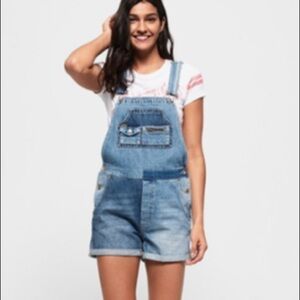 Superdry Denim Cut Off Dunagrees size 2